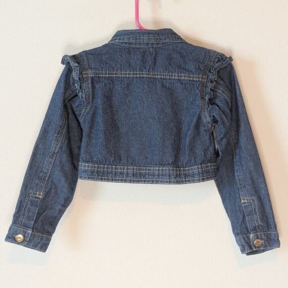 4/$20 Nanette Lepore Girls Ruffle Shoulder Bolero Lightweight Denim Jacket 3T - Picture 3 of 8